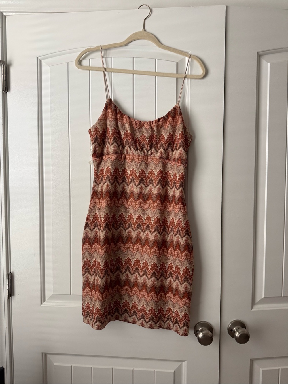 Rust Chevron Missoni Inspired Slip Dress with Spaghetti Straps